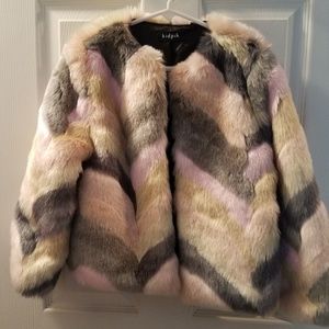 Kidpik faux fur print jacket